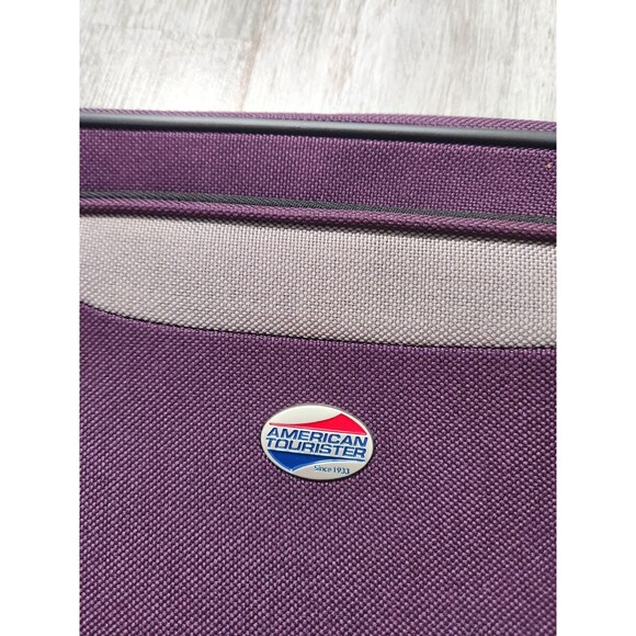 NWOT American Tourister Purple Gray Canvas Overnight Carry-on Bag 15x10x5" - Picture 3 of 10